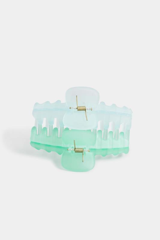 2 PACK Blue & Green Transparent Claw Clips 4