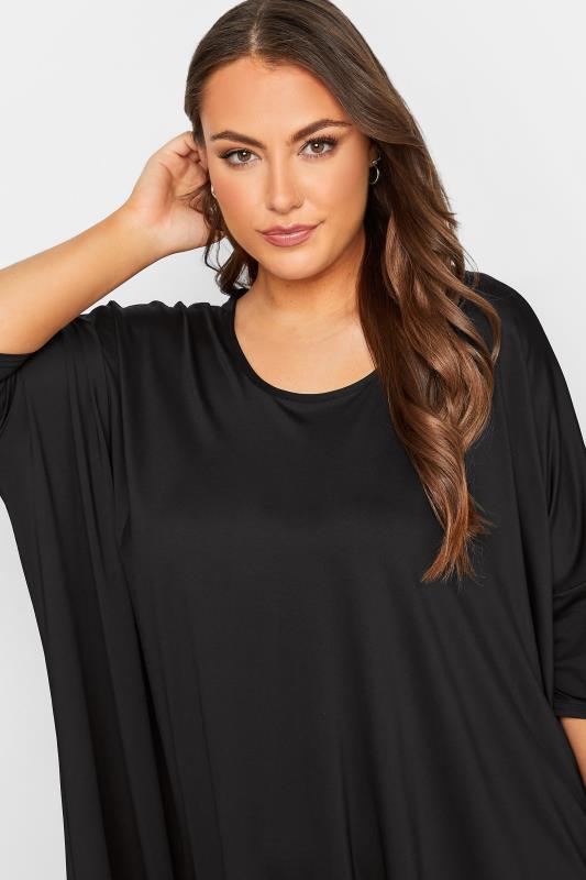 YOURS Plus Size Black Dipped Hem Tunic Top | Yours Clothing 4