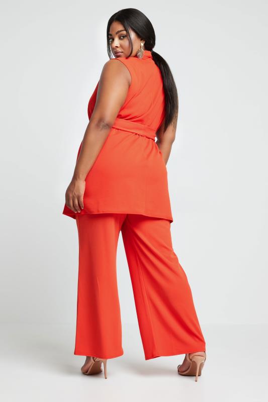 LIMITED COLLECTION Plus Size Orange Sleeveless Blazer | Yours Clothing 4