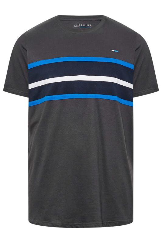 BadRhino Big & Tall Grey Colour Block Stripe T-Shirt | BadRhino 3