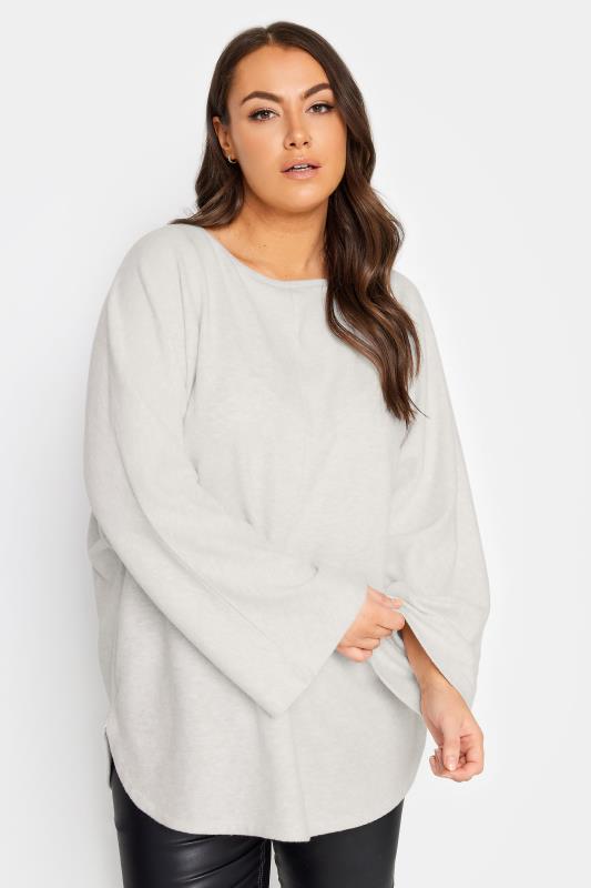 YOURS LUXURY Plus Size Cream Batwing Sleeve Jumper | Yours Clothing 1