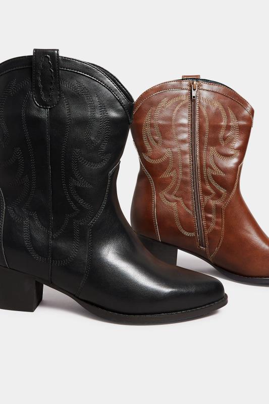 LIMITED COLLECTION Brown Cowboy Ankle Boots in Extra Wide EEE Fit | Yours Clothing 6