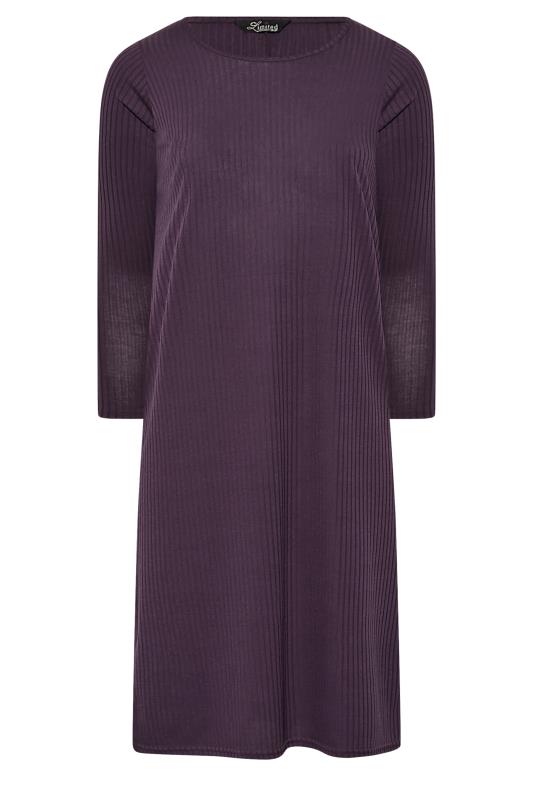 LIMITED COLLECTION Plus Size Purple Ribbed Dress | Yours Clothing 6