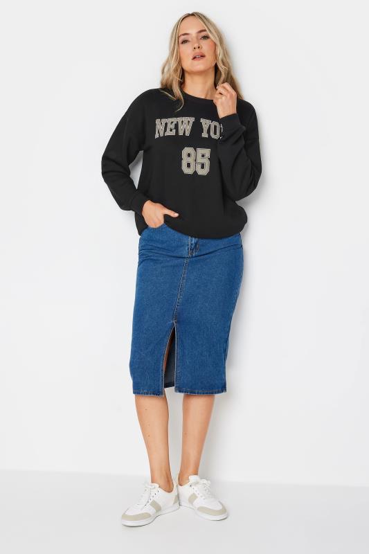 LTS Tall Womens Black 'New York' Slogan Sweatshirt | Long Tall Sally 2