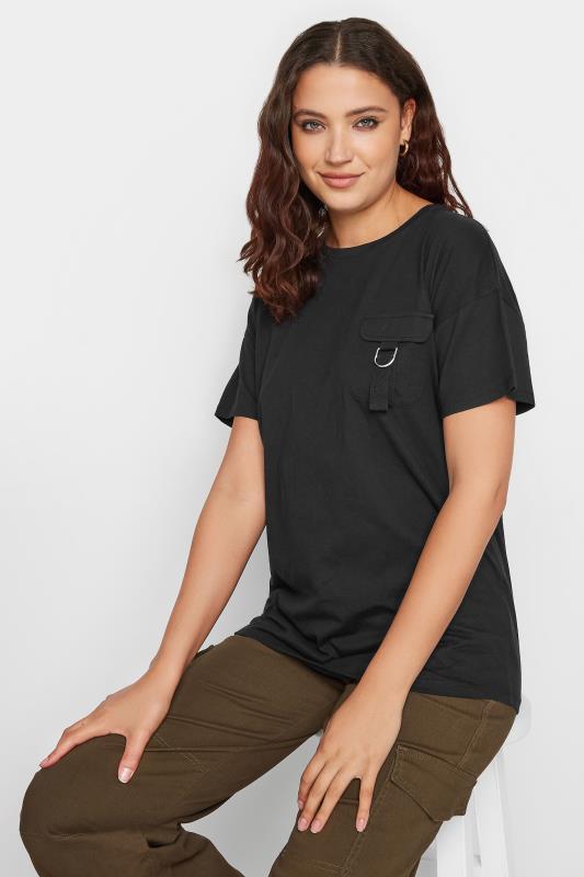 LTS Tall Black Utility Pocket Cotton T-Shirt | Long Tall Sally 5