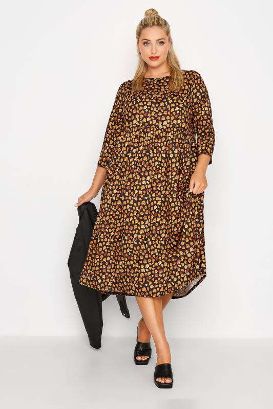LIMITED COLLECTION Plus Size Black Leopard Print Smock Dress | Yours  Clothing