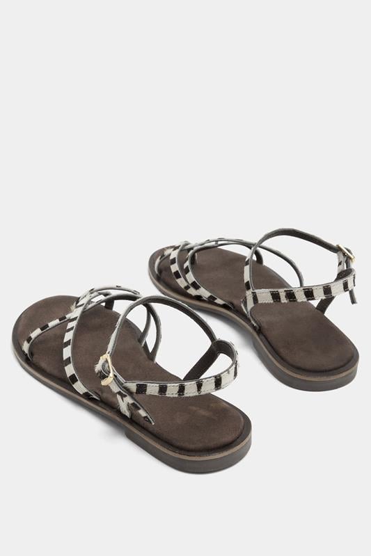 LTS Brown Zebra Print Cross Strap Sandals In a Standard Fit | Long Tall Sally 4