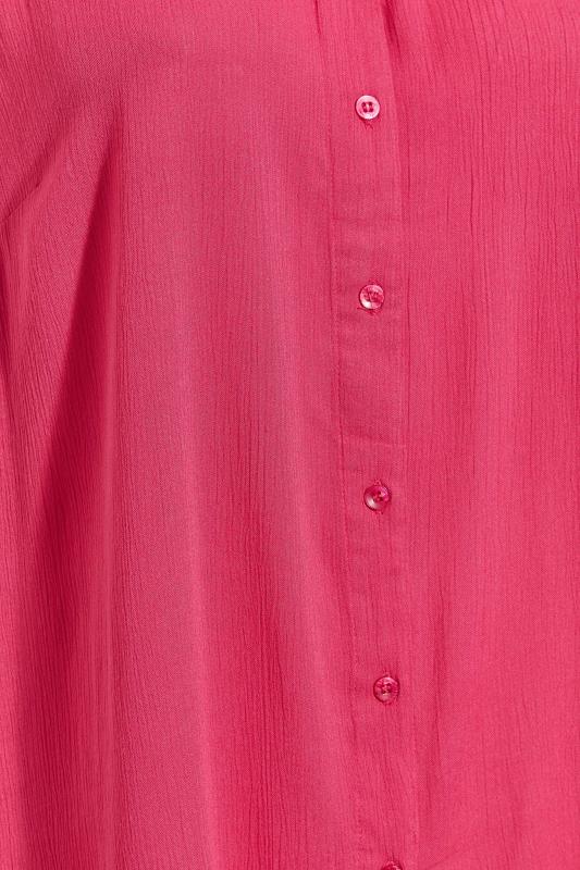 Plus Size Hot Pink Cap Sleeve Dipped Hem Shirt | Yours Clothing 5