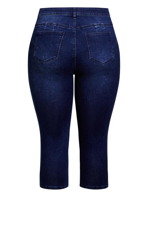 Evans Blue Dark Wash Ripped Cropped Jeans 8