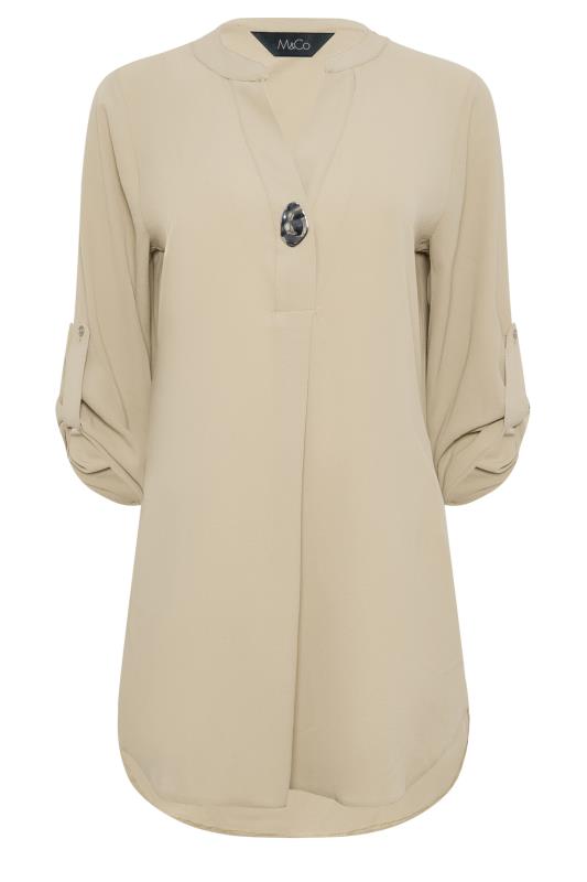 M&Co Beige Brown Long Sleeve Button Blouse | M&Co 6