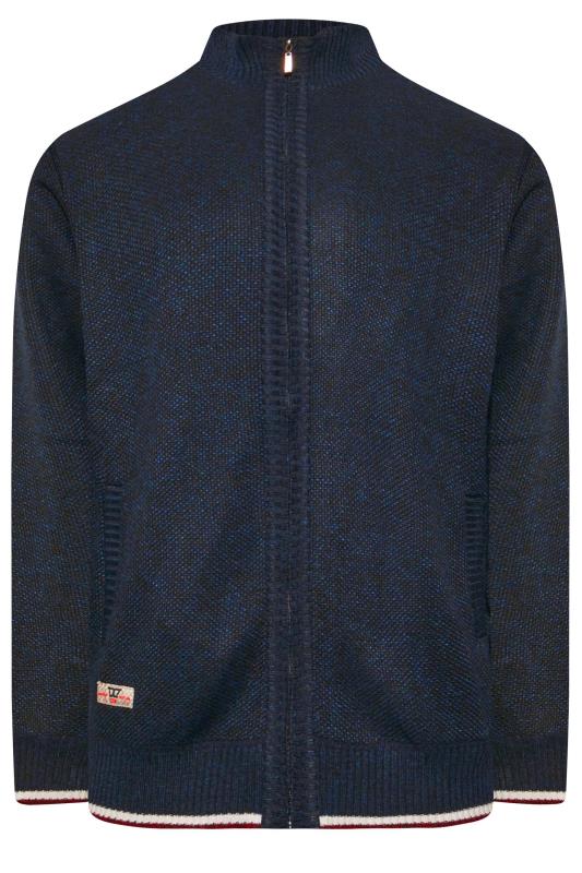 D555 Big & Tall Navy Blue Zip Knitted Jumper | BadRhino 3