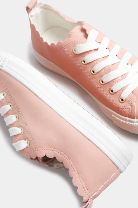 Pink Scalloped Edge Trainers In Wide E Fit | Yours Clothing 4