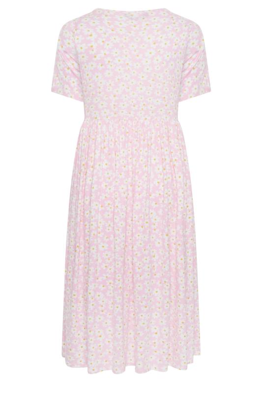 YOURS Curve Plus Size Light Pink Daisy Print Smock Dress 7
