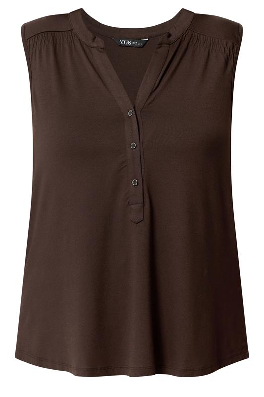 YOURS Plus Size Brown Notch Neck Swing Blouse | Yours Clothing 5