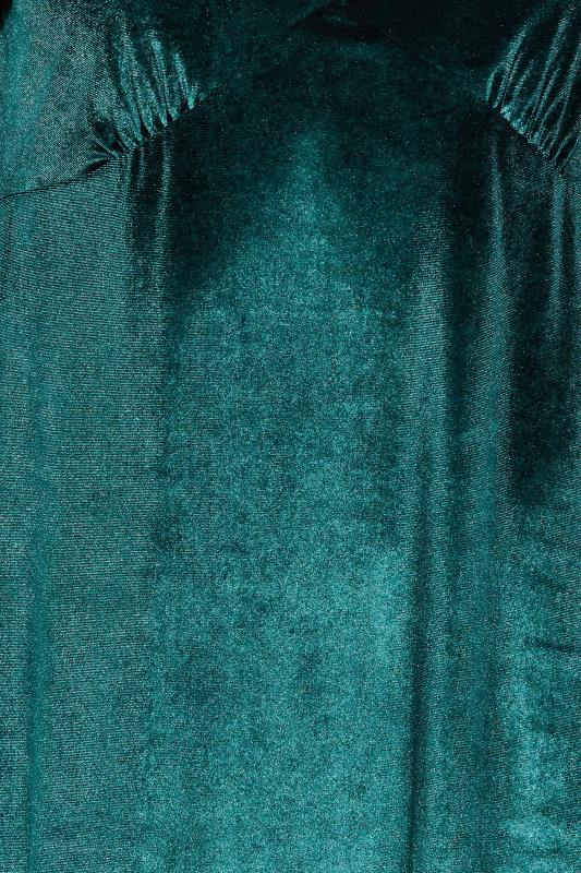 Curve Plus Size Womens Emerald Green Velvet Keyhole Midi Dress | Yours Clothing 5
