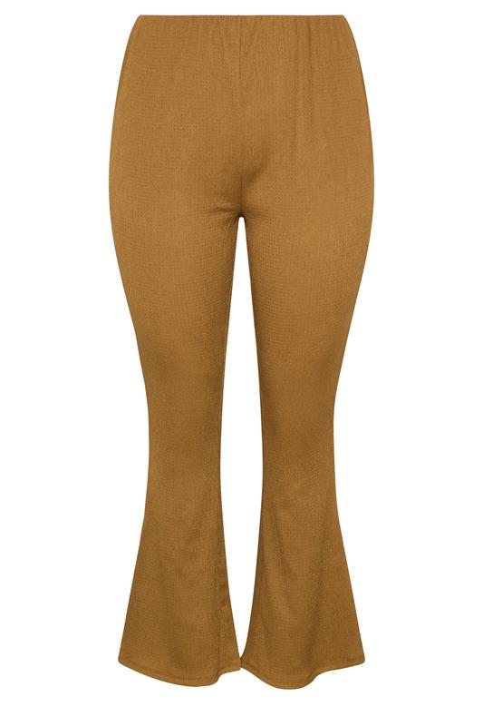 YOURS Plus Size Natural Brown Textured Flared Trousers 5