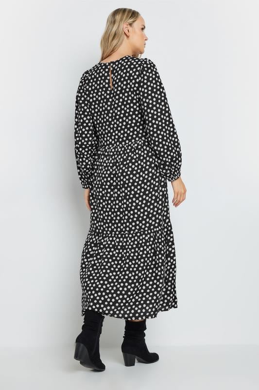 LTS Tall Women's Black Spot Print Tiered Smock Dress | Long Tall Sally 4