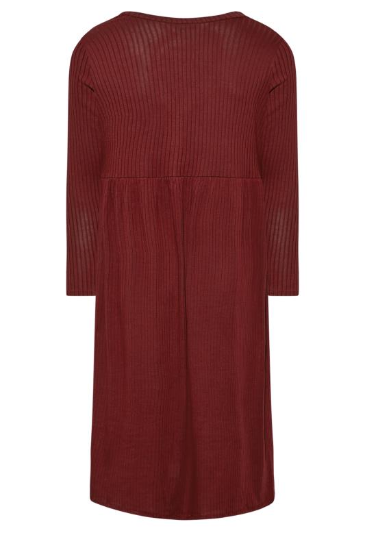 LIMITED COLLECTION Curve Wine Red Ribbed Midaxi Dress 7