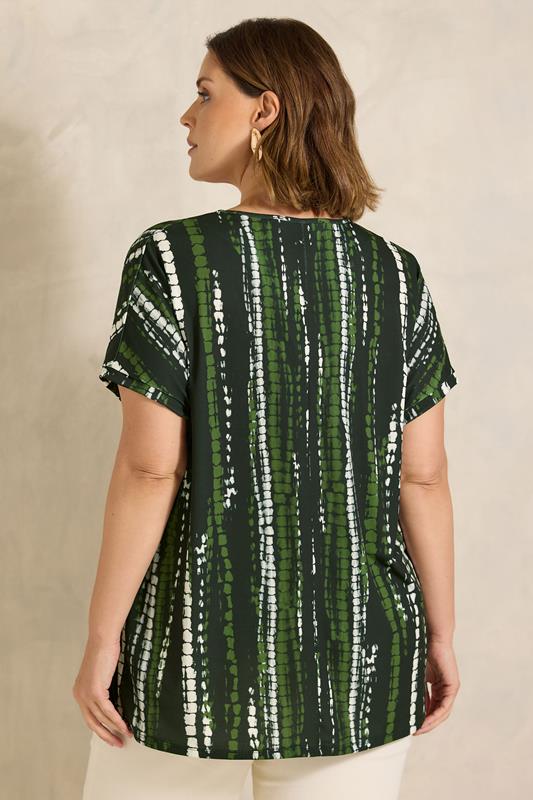 EVANS Plus Size Black & Khaki Tie Dye Swing Top | Evans 2