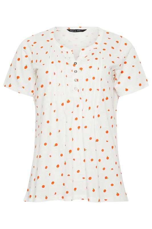 M&Co White Oranges Print Cotton Henley Top | M&Co 5