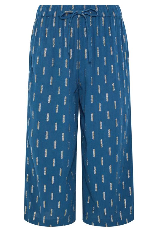 M&Co Petite Navy Blue Foil Detail Cropped Trousers | M&Co 6