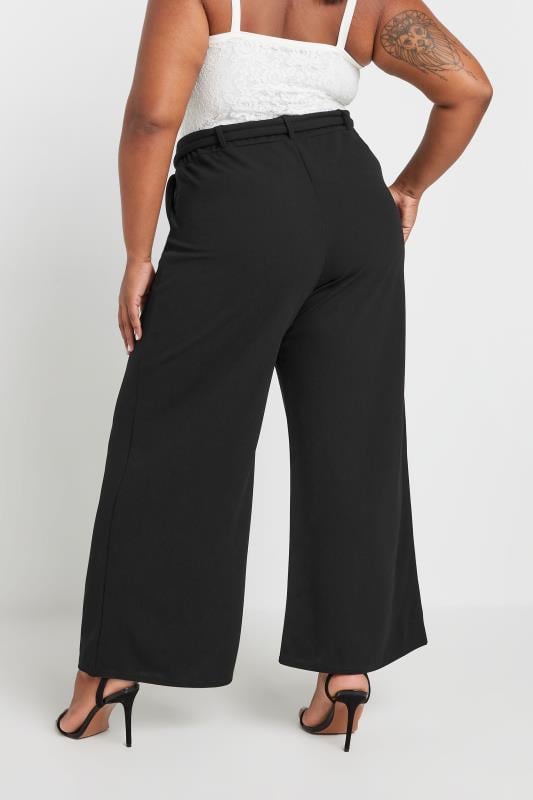 YOURS Plus Size Black Wide Leg Scuba Trousers | Yours Clothing  3