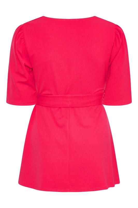 YOURS LONDON Plus Size Hot Pink Notch Neck Peplum Top | Yours Clothing 7