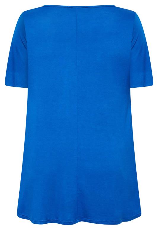 LIMITED COLLECTION Curve Plus Size Cobalt Blue Tie Neck Top | Yours Clothing  8