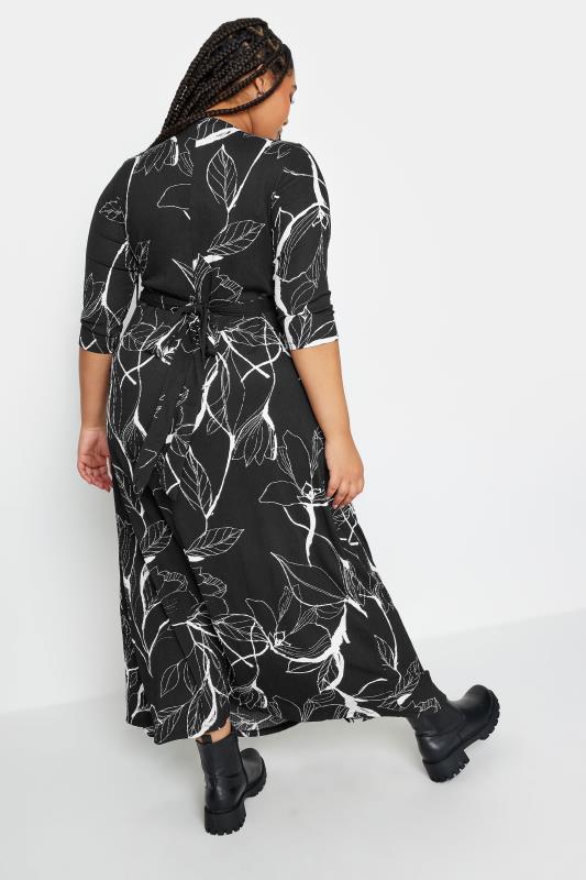 YOURS Plus Size Black Maxi Floral Print Wrap Dress | Yours Clothing 3