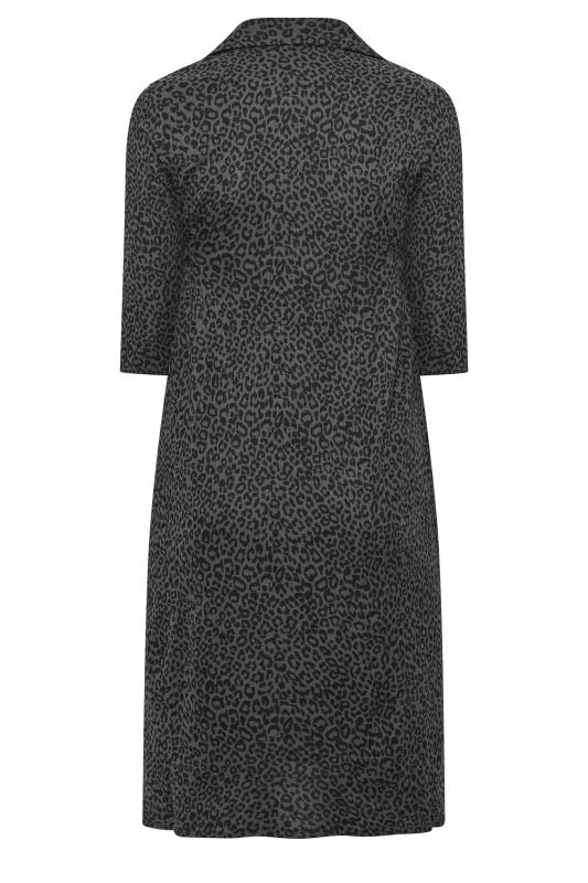 YOURS Plus Size Black Animal Print Collared Midi Dress | Yours Clothing 7