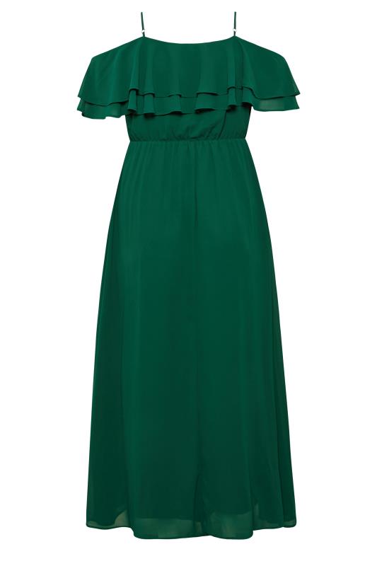 YOURS LONDON Plus Size Forest Green Bardot Ruffle Maxi Dress | Yours Clothing 7