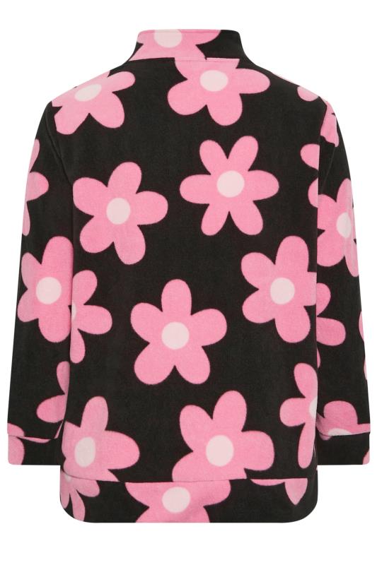 YOURS Plus Size Black Floral Zip Fleece Jacket | Yours Clothing 6