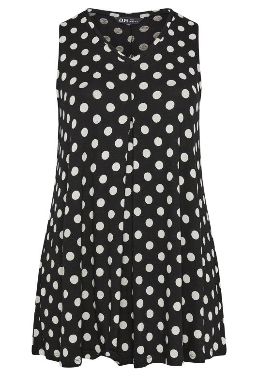 YOURS Plus Size Black Dot Print Swing Vest Top | Yours Clothing 5