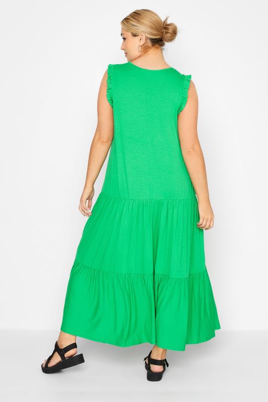 LIMITED COLLECTION Curve Green Frill Sleeve Smock Maxi Dress 3