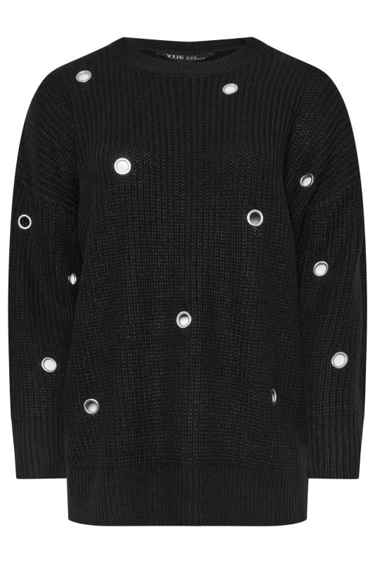 YOURS Plus Size Black Eyelet Knit Jumper | Yours Clothing 7