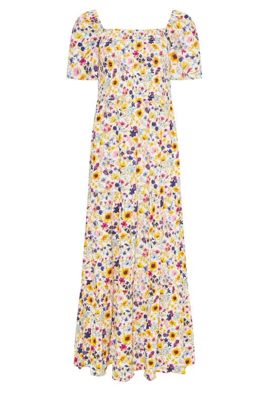 LTS Tall Yellow Floral Print Shirred Maxi Dress 6