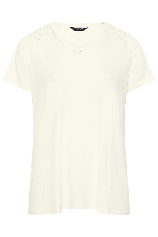 Curve White Embroidered Shoulder Detail T-Shirt 6