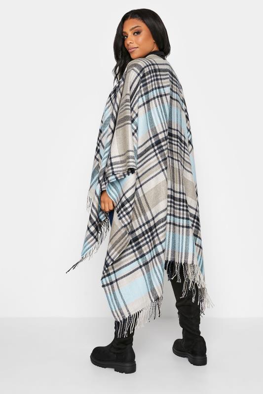 Curve Blue Checked Knitted Wrap Shawl_C.jpg