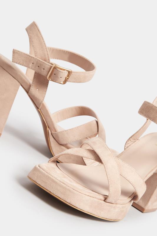 Nude Platform Sandal Heels In Wide E Fit & Extra Wide EEE Fit | Yours Clothing  5