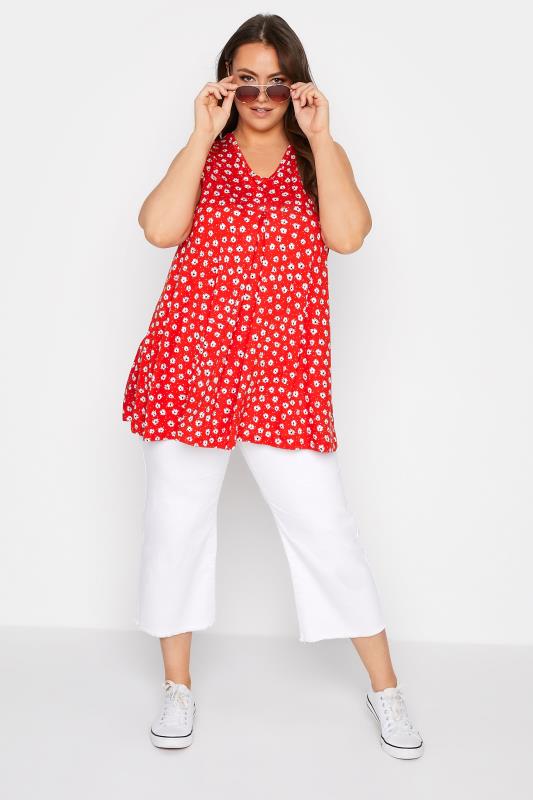 Curve Red Daisy Swing Vest Top 2