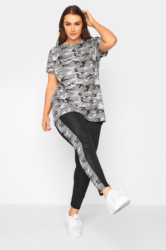Plus Size LIMITED COLLECTION Black Camo Side Panel Leggings | Yours Clothing 3