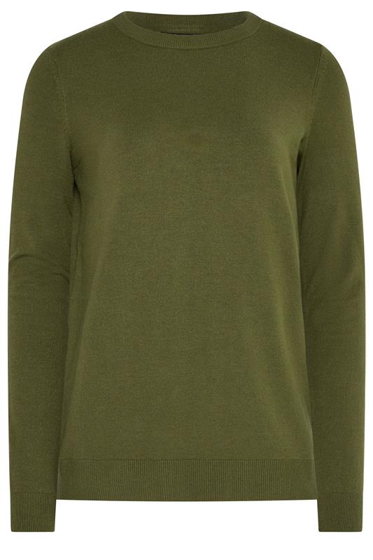 LTS Tall Women's Khaki Green Knitted Crew Neck Jumper | Long Tall Sally 5