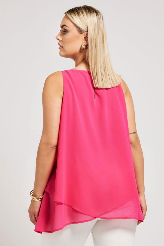 YOURS LONDON Plus Size Pink Layered Sleeveless Blouse | Yours Clothing 3