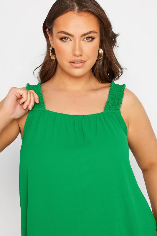 LIMITED COLLECTION Curve Green Shirred Strap Vest Top 4