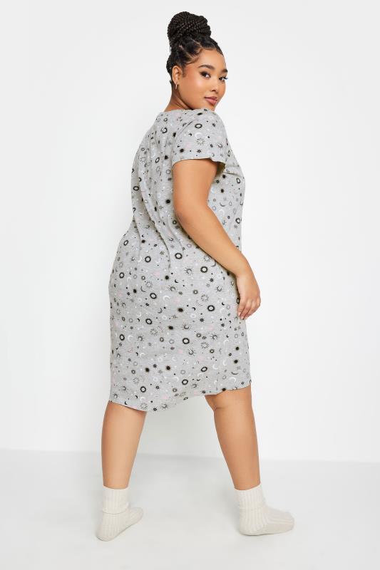 YOURS Plus Size Light Grey Celestial Print Nightdress | Yours Clothing 3