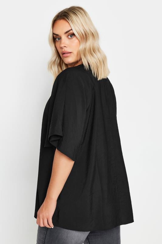 YOURS Plus Size Black Tie Neck Angel Sleeve Blouse | Yours Clothing  4