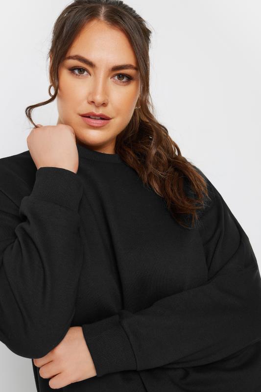 YOURS Plus Size Black Long Sleeve Crew Neck Sweatshirt | Yours Clothing 4