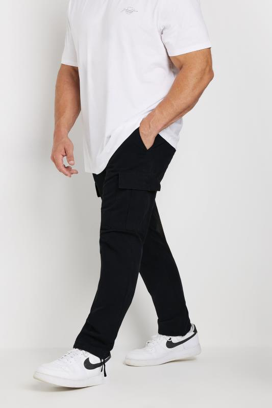 JACK & JONES Big & Tall Black 'Barkley' Cargo Trousers | BadRhino 1