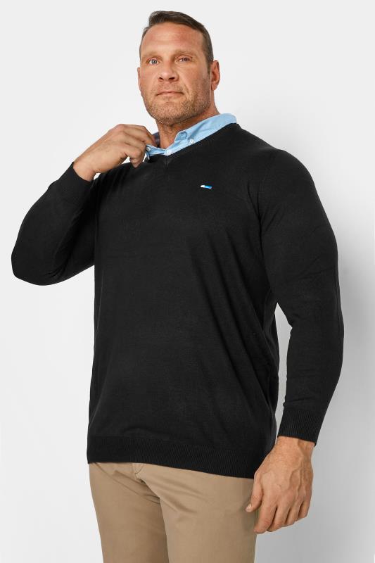 Men's  BadRhino Black & Light Blue Essential Mock Shirt Jumper