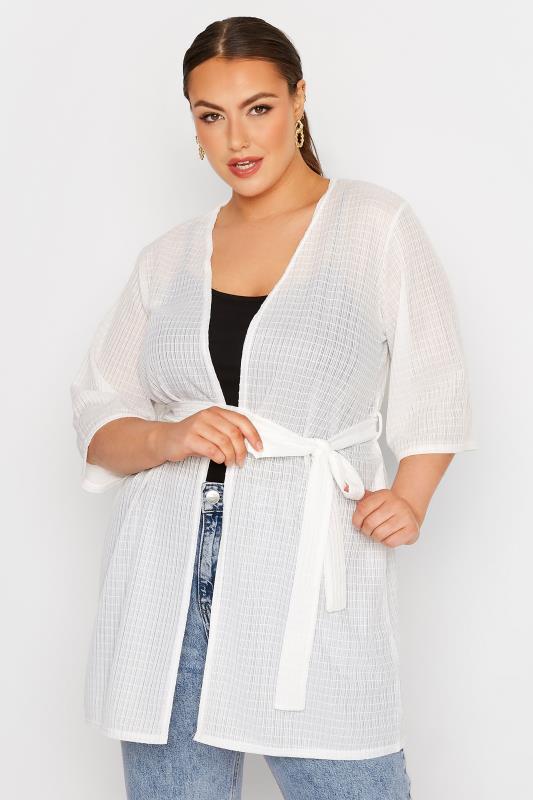 Plus Size  LIMITED COLLECTION Curve White Belted Kimono